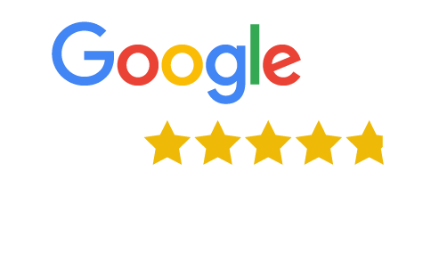 Logo de Google con cinco estrellas doradas debajo y la calificación 54 en reseñas.