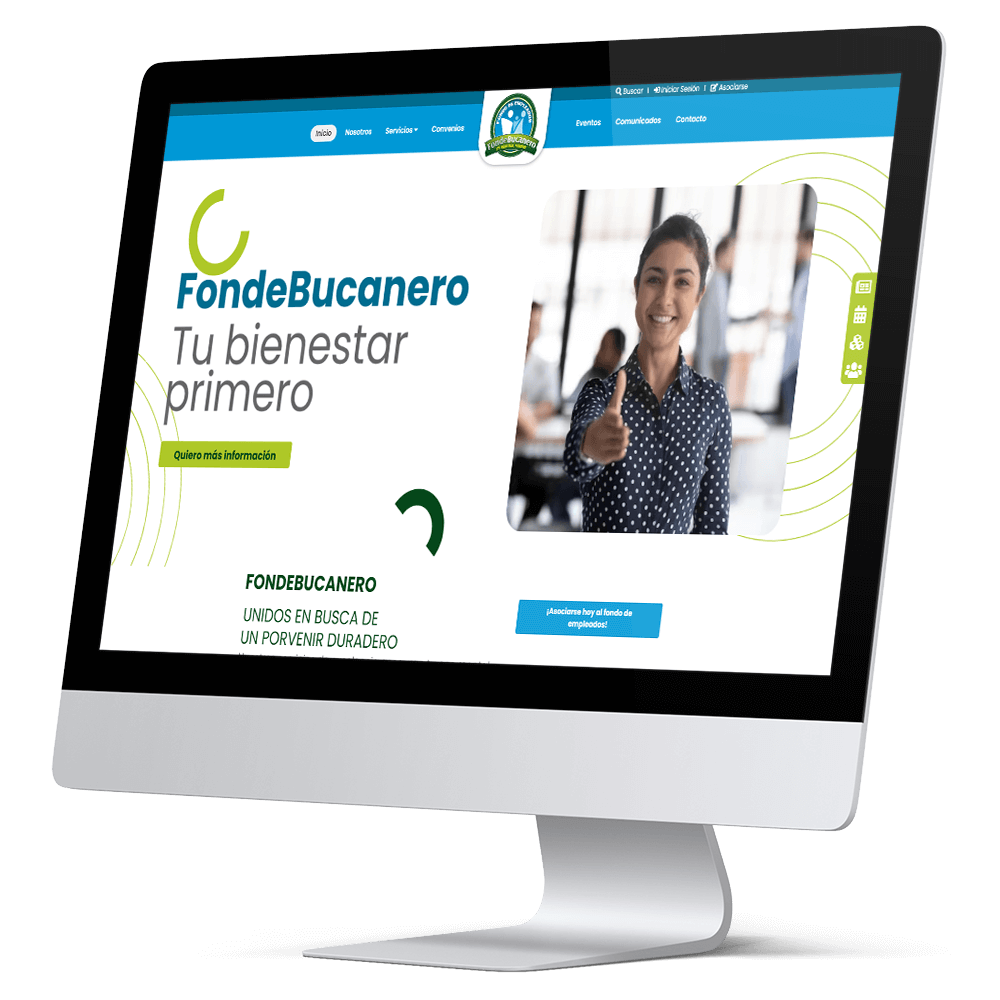 Pantalla de computadora que muestra la página web realizada para Fondebucanero