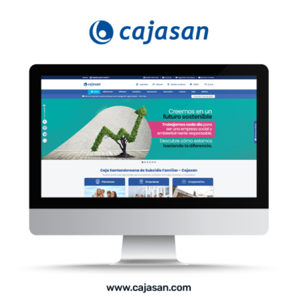 Monitor de computador que muestra la página web de CAJASAN